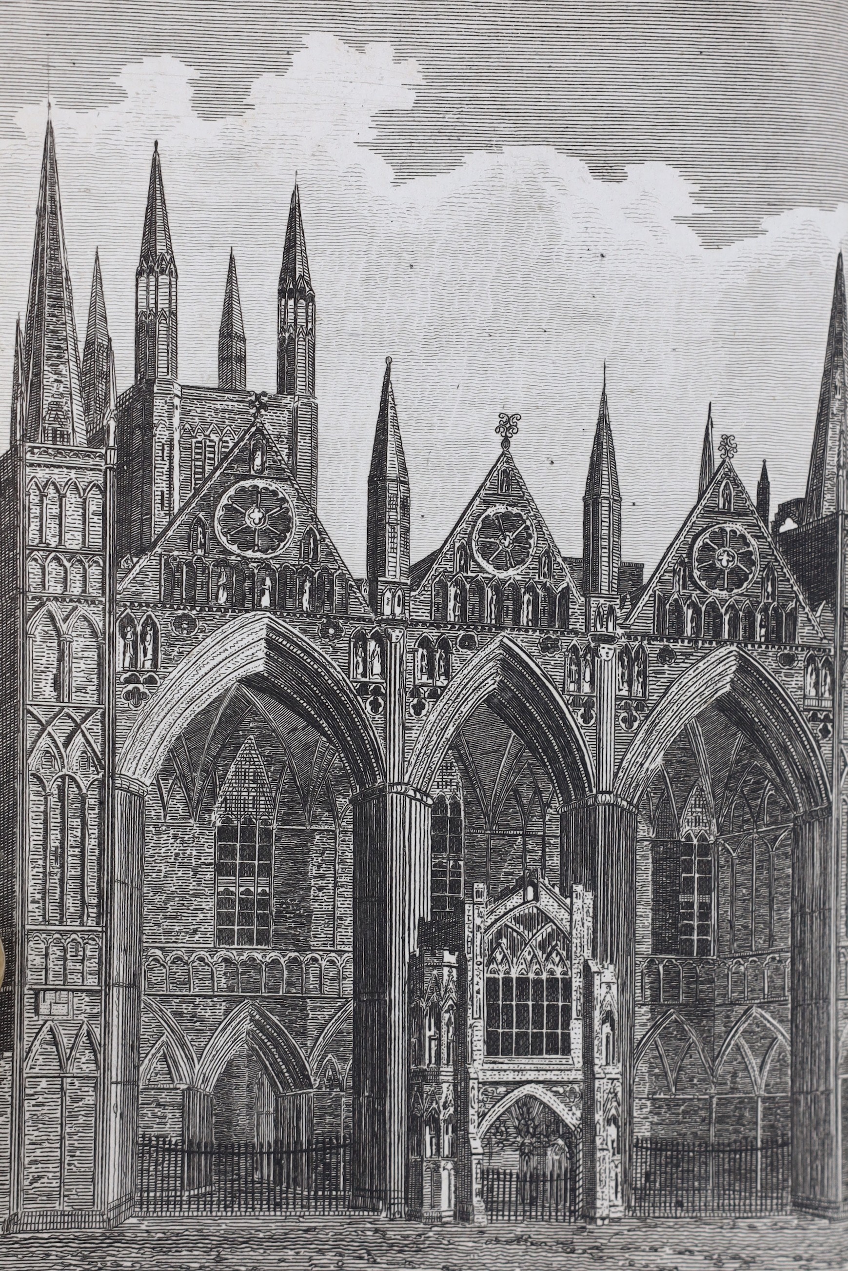 NORTHANTS: A History of Peterborough Cathedral.....8th edition. frontis.; old gilt calf backed marbled boards, cr. 8vo. Peterborough, 1801; bound with: A History or Description... of Burghley House, the Seat of the Right